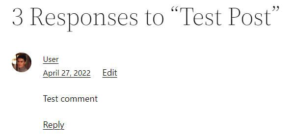 The comment title block appears at the top of the post's comment section.