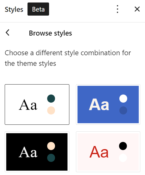 The new style variations for the Twenty Twenty-Two theme.