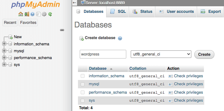 Database naam invoeren