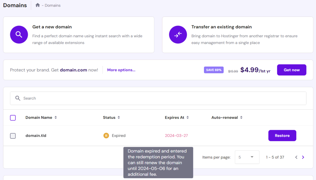 Domein herstellen in de overgangsperiode.