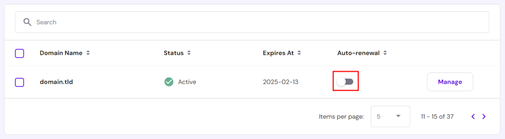 Ga naar Domeinen, klik Automatisch verlengen inschakelen.