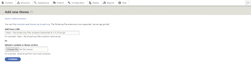 Drupal thema installeren.
