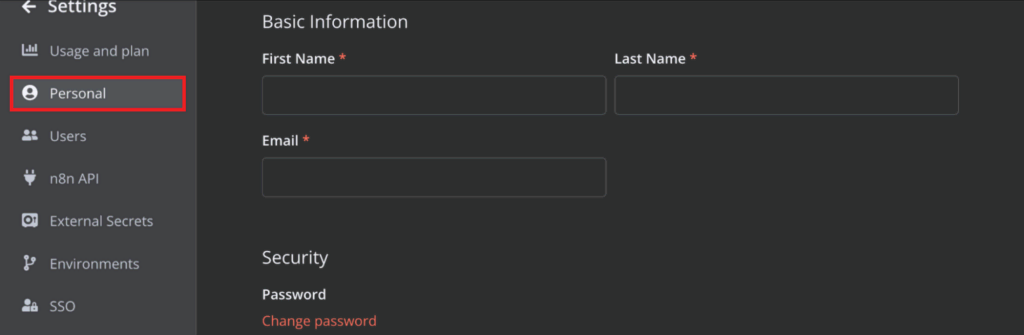 Selecteer Persoonlijk in het menu aan de linkerkant