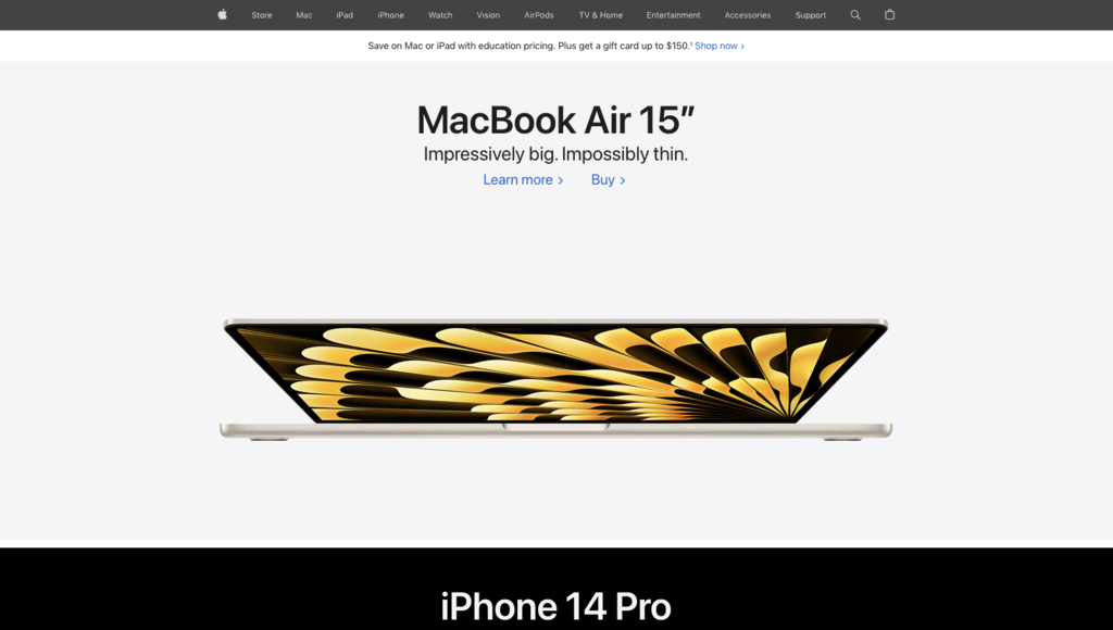 Apple startpagina