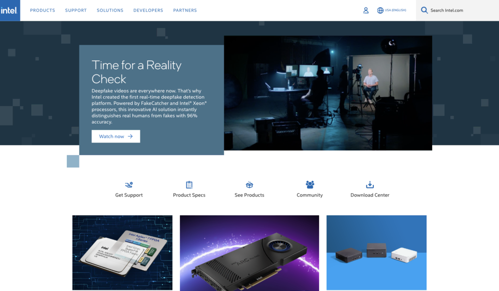 Intel startpagina