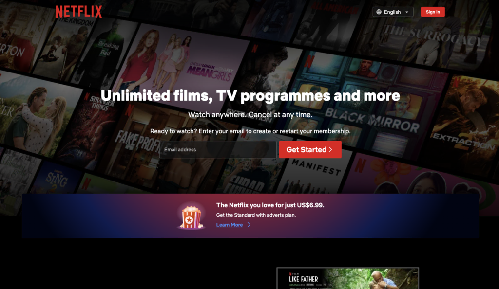 Netflix startpagina