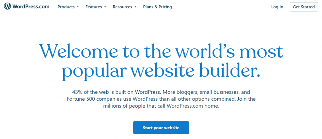 WordPress.com startpagina