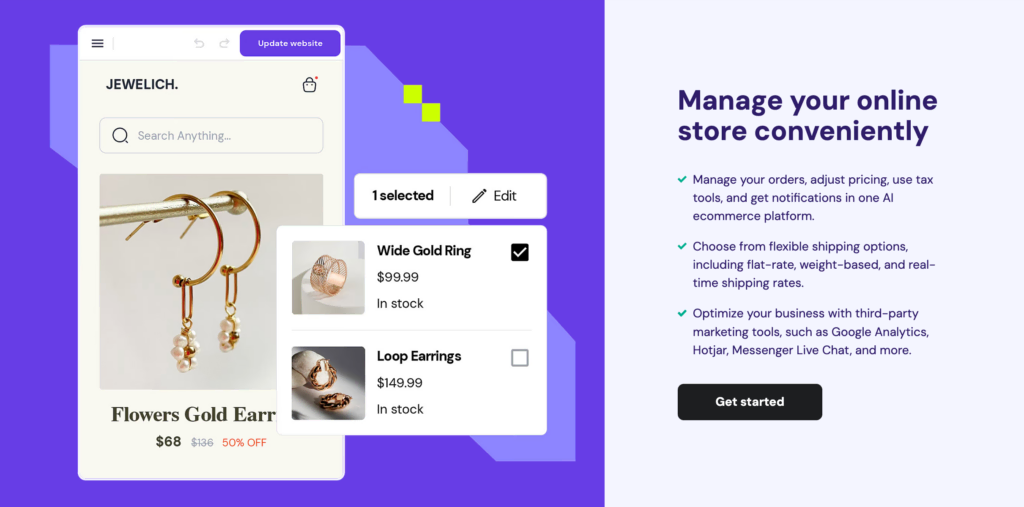 Hostinger e-commerce website bouwer.