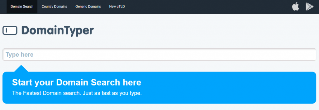 Outil de recherche de noms de domaine DomainTyper.