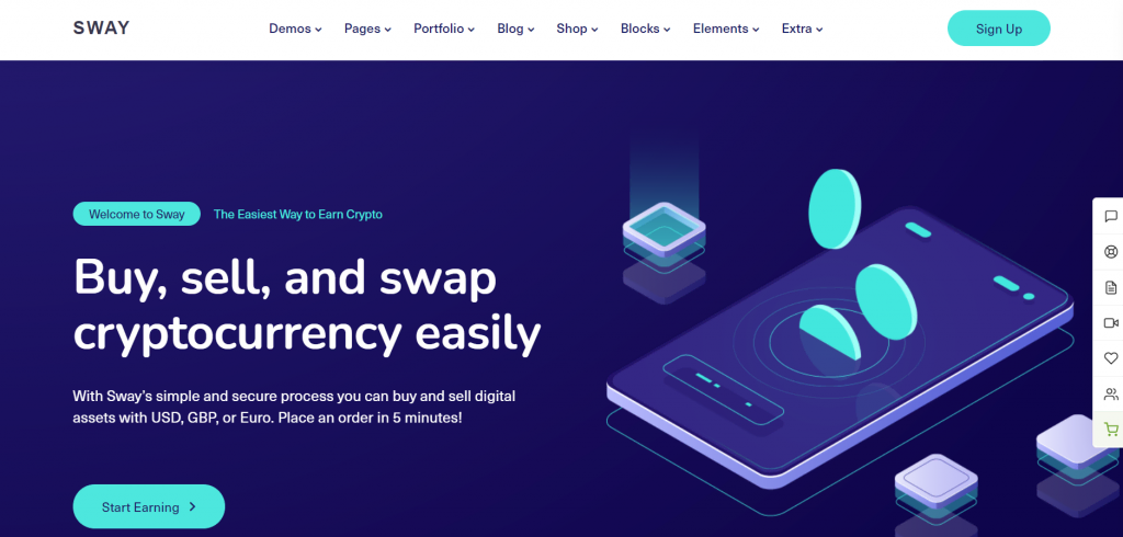 themes-crypto-wordpress La page de prévisualisation de Sway, un thème WordPress