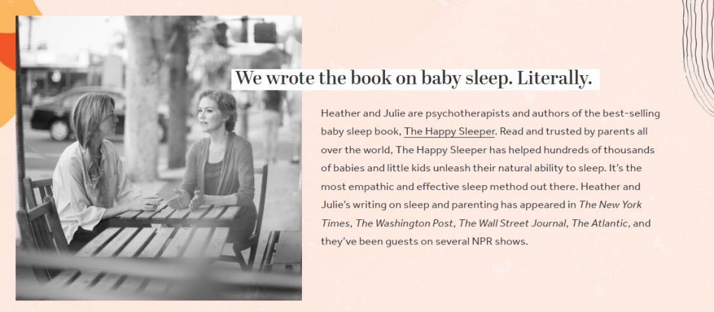 exemples-de-sites-storybrand The Happy Sleeper présente l'expertise de ses fondateurs dans la narration StoryBrand